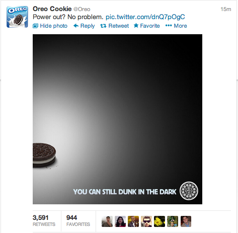 Oreo Tweet 2013 Super Bowl