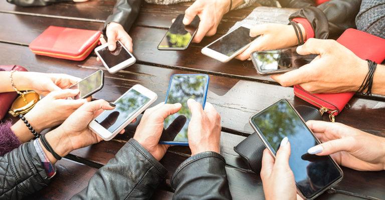 People holding phones